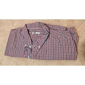 Regent Street 3X Button Down Shirt Red Blue Checkered Plaid Pattern Casual